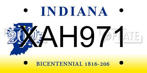 XAH971 Indiana License Plate