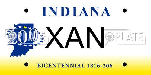 XAN Indiana License Plate