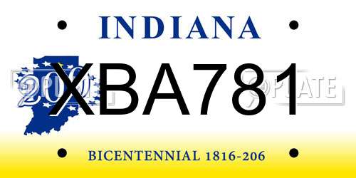 XBA781 Indiana License Plate