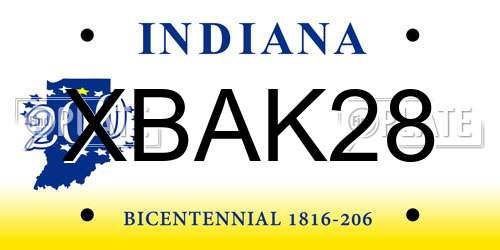 XBAK28 Indiana License Plate