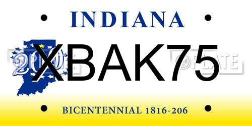 XBAK75 Indiana License Plate