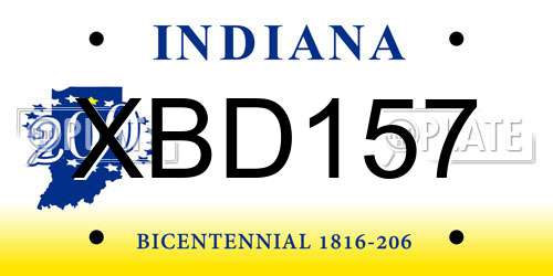 XBD157 Indiana License Plate