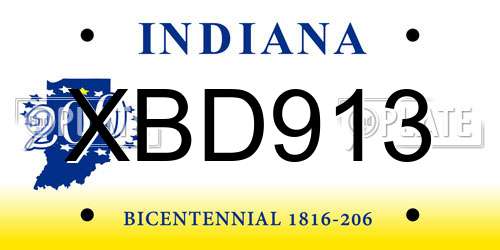 XBD913 Indiana License Plate