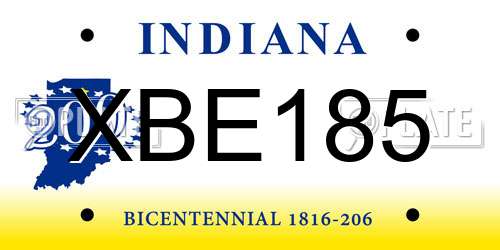 XBE185 Indiana License Plate