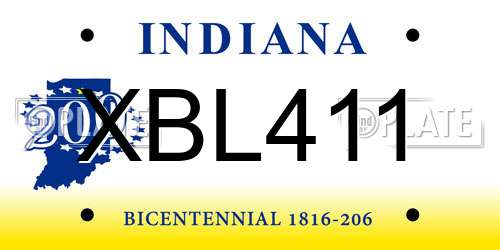 XBL411 Indiana License Plate