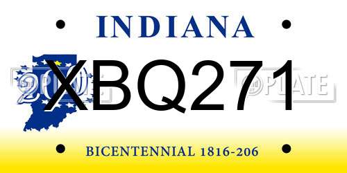 XBQ271 Indiana License Plate