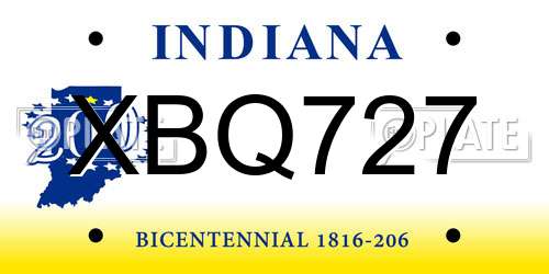 XBQ727 Indiana License Plate