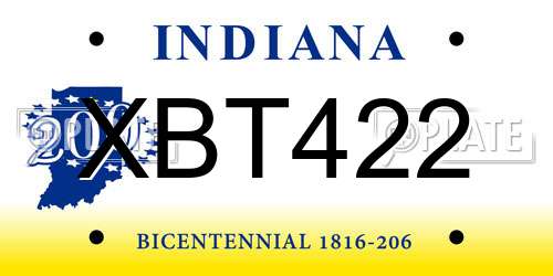 XBT422 Indiana License Plate