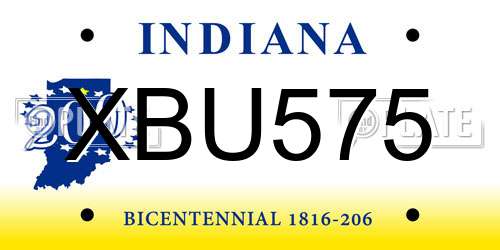 XBU575 Indiana License Plate