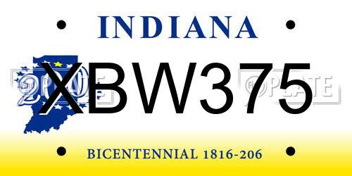 XBW375 Indiana License Plate