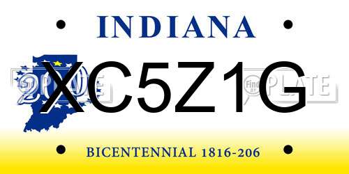 XC5Z1G Indiana License Plate