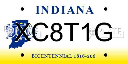 XC8T1G Indiana License Plate