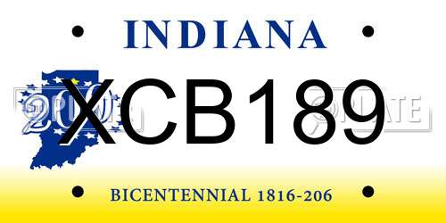 XCB189 Indiana License Plate