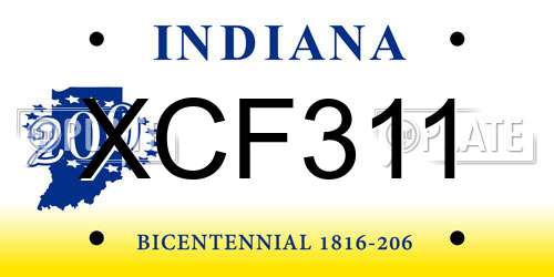 XCF311 Indiana License Plate