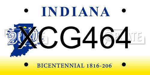 XCG464 Indiana License Plate