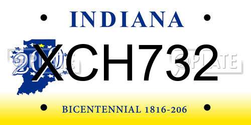 XCH732 Indiana License Plate
