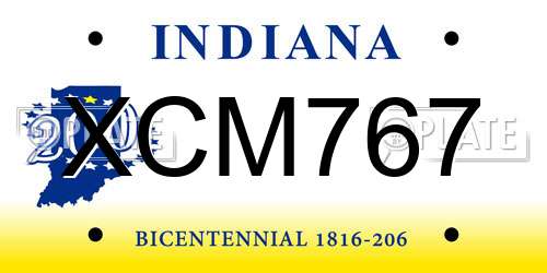 XCM767 Indiana License Plate
