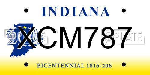 XCM787 Indiana License Plate
