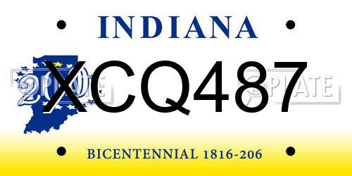 XCQ487 Indiana License Plate