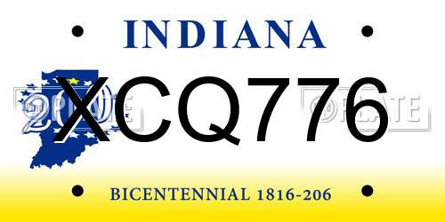 XCQ776 Indiana License Plate