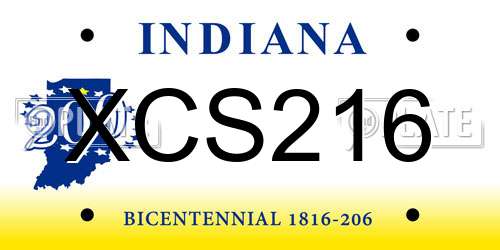XCS216 Indiana License Plate