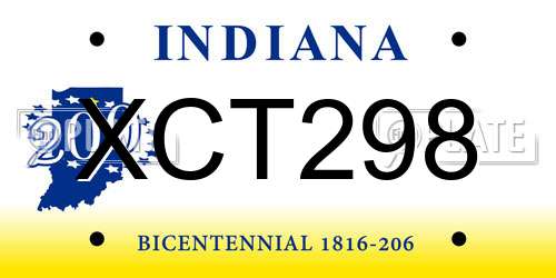 XCT298 Indiana License Plate