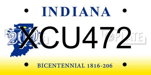 XCU472 Indiana License Plate