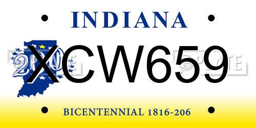 XCW659 Indiana License Plate