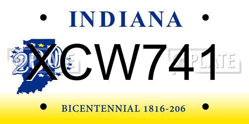 XCW741 Indiana License Plate