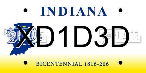 XD1D3D Indiana License Plate