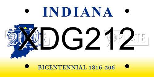 XDG212 Indiana License Plate