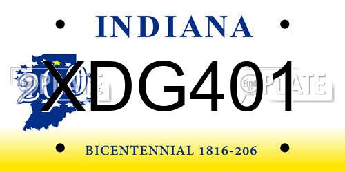 XDG401 Indiana License Plate