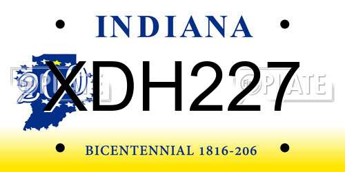 XDH227 Indiana License Plate