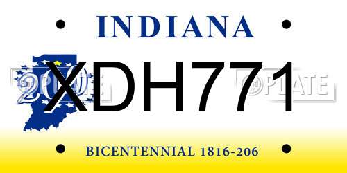 XDH771 Indiana License Plate