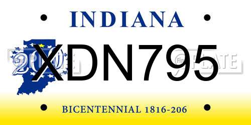 XDN795 Indiana License Plate