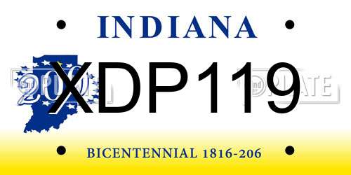 XDP119 Indiana License Plate