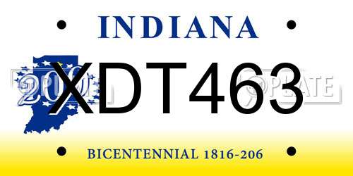 XDT463 Indiana License Plate