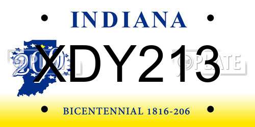 XDY213 Indiana License Plate