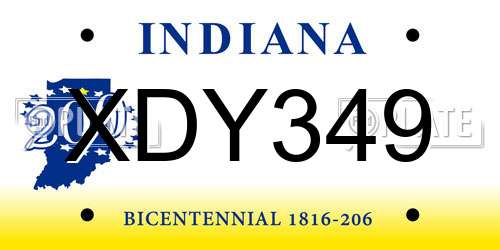 XDY349 Indiana License Plate