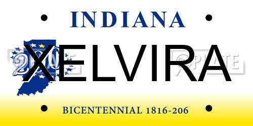 XELVIRA Indiana License Plate
