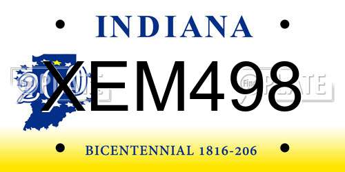 XEM498 Indiana License Plate