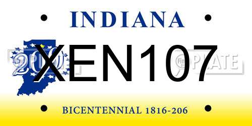 XEN107 Indiana License Plate