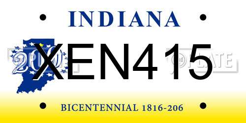 XEN415 Indiana License Plate