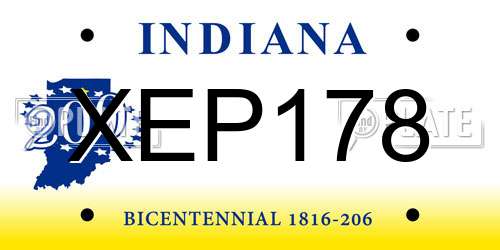 XEP178 Indiana License Plate