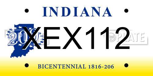 XEX112 Indiana License Plate