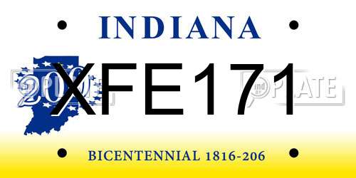 XFE171 Indiana License Plate