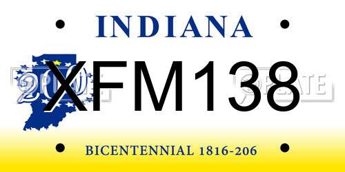 XFM138 Indiana License Plate