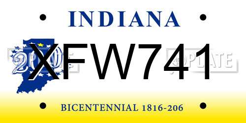 XFW741 Indiana License Plate