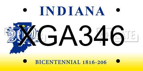 XGA346 Indiana License Plate