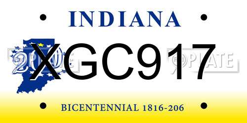 XGC917 Indiana License Plate